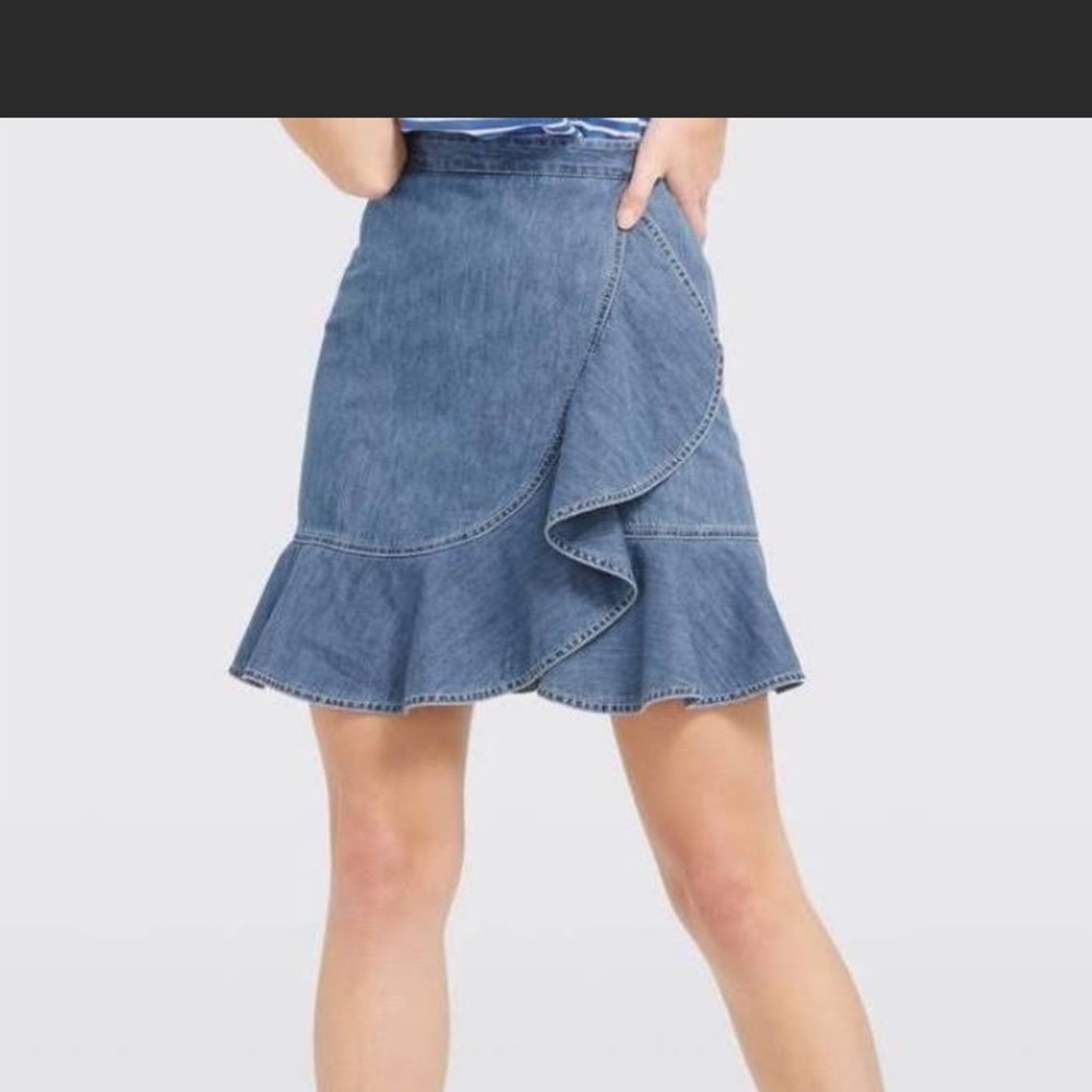 DRAPER JAMES RUFFLE CHAMBRAY SKIRT